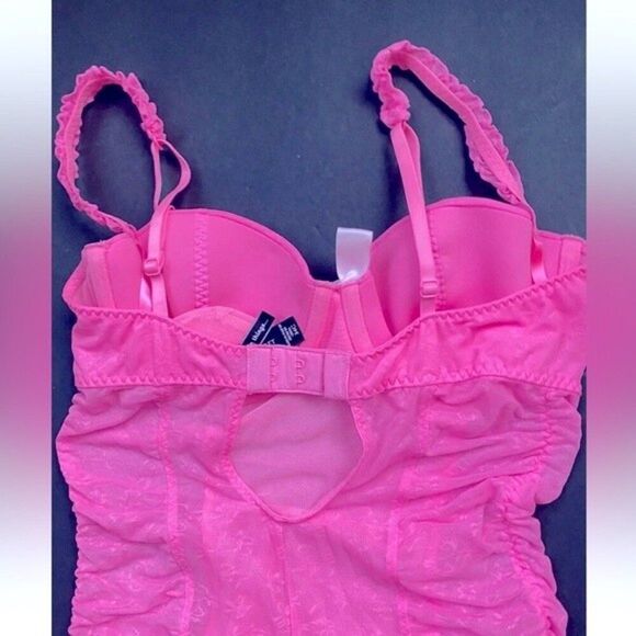 Victoria Secret Sexy Little Things Pink Garter Slip Bows 34C Underwire N… - Picture 3 of 12
